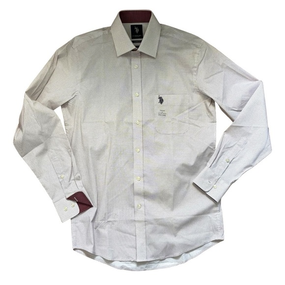 U.S. Polo Assn Collar Dress Shirt Mens Size Medium 15-15.5 New With Tag Pattern - Picture 1 of 5
